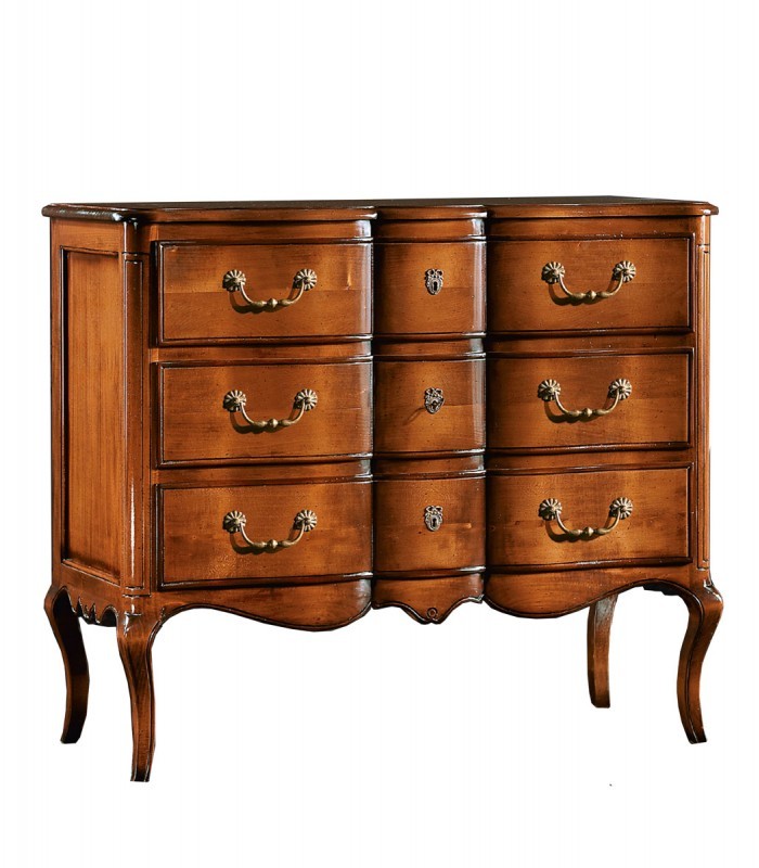 Cassettiera classica 3 cassetti bombata legno bassano 120x52x102 (580) - Mobili 2G