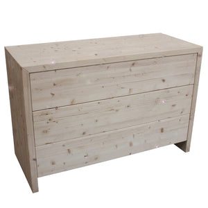  cassettiera classica 3 cassetti legno massello abete grezzo 120x50x80 - Mobili 2G