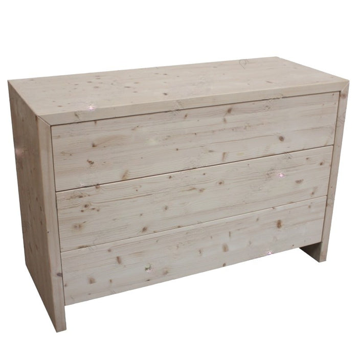  cassettiera classica 3 cassetti legno massello abete grezzo 120x50x80 - Mobili 2G
