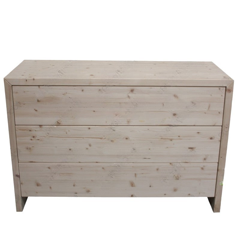  cassettiera classica 3 cassetti legno massello abete grezzo 120x50x80 - Mobili 2G
