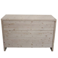  cassettiera classica 3 cassetti legno massello abete grezzo 120x50x80 - Mobili 2G