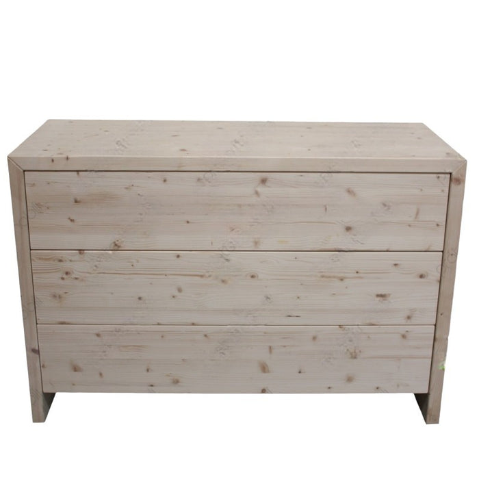  cassettiera classica 3 cassetti legno massello abete grezzo 120x50x80 - Mobili 2G