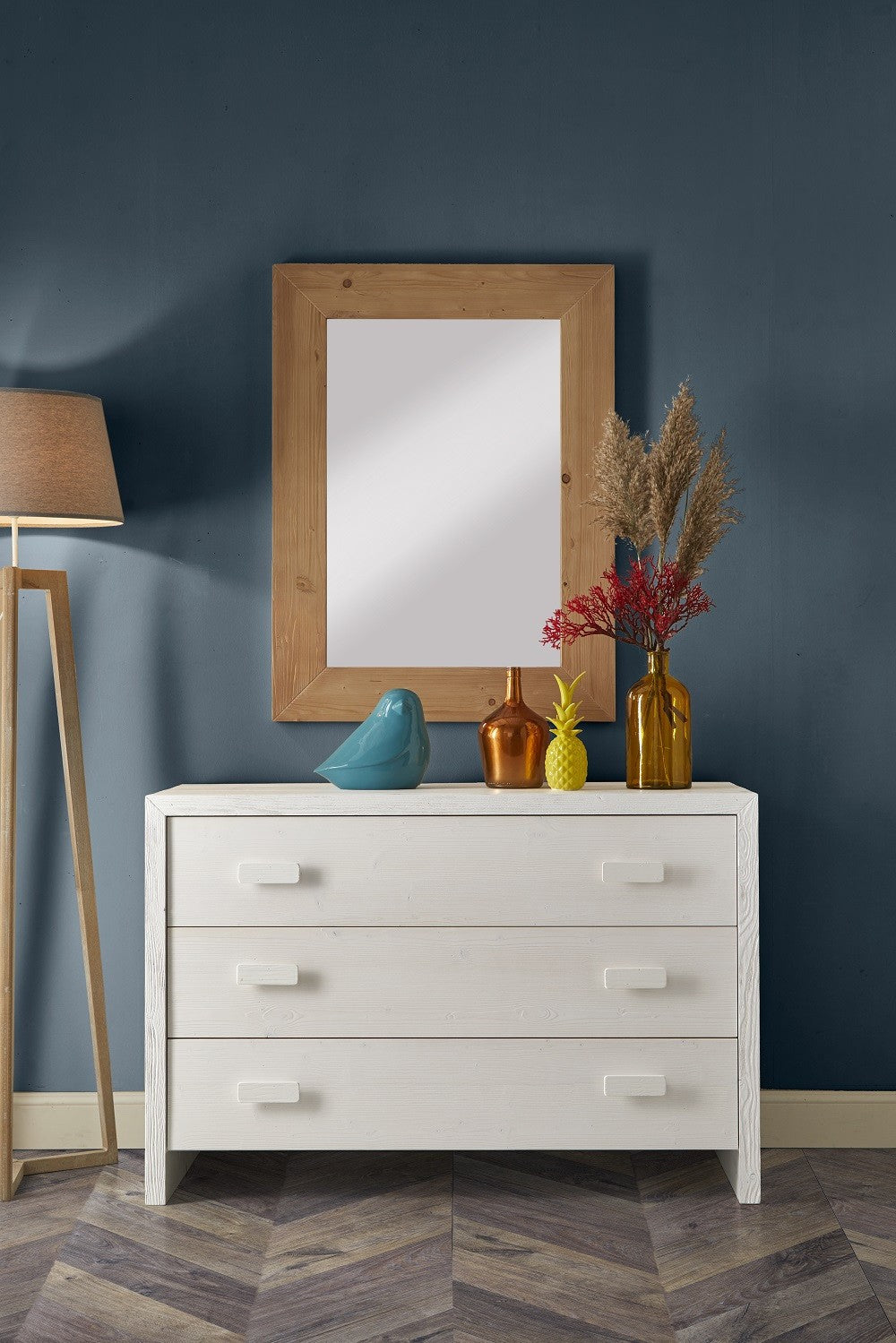  cassettiera classica 3 cassetti legno massello abete grezzo 120x50x80 - Mobili 2G