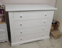 Cassettiera classica 4 cassetti legno bianco shabby 115x50x90 (1176) - Mobili 2G