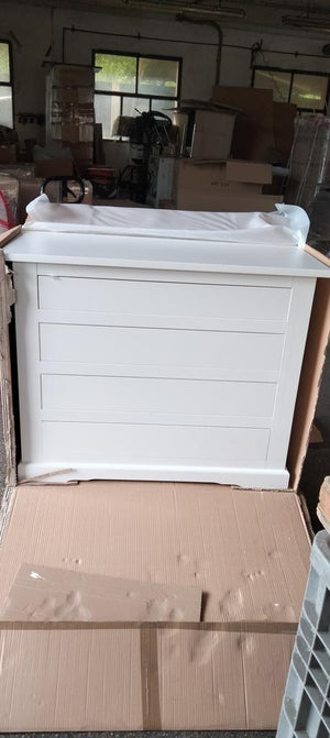 Cassettiera classica 4 cassetti legno bianco shabby 115x50x90 (1176) - Mobili 2G