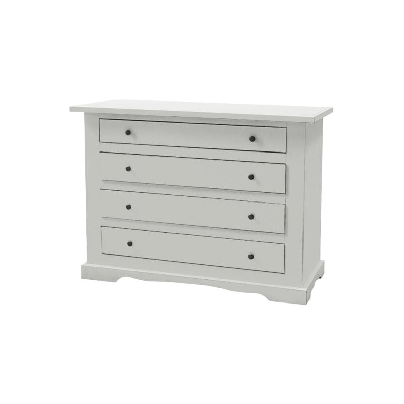 Cassettiera classica 4 cassetti legno bianco shabby 115x50x90 (1176) - Mobili 2G