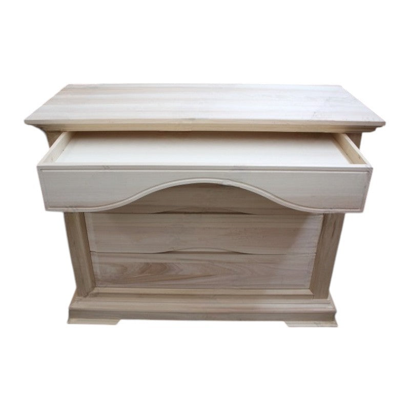 cassettiera classica 4 cassetti legno grezzo 125x52x99 (495) - Mobili 2G