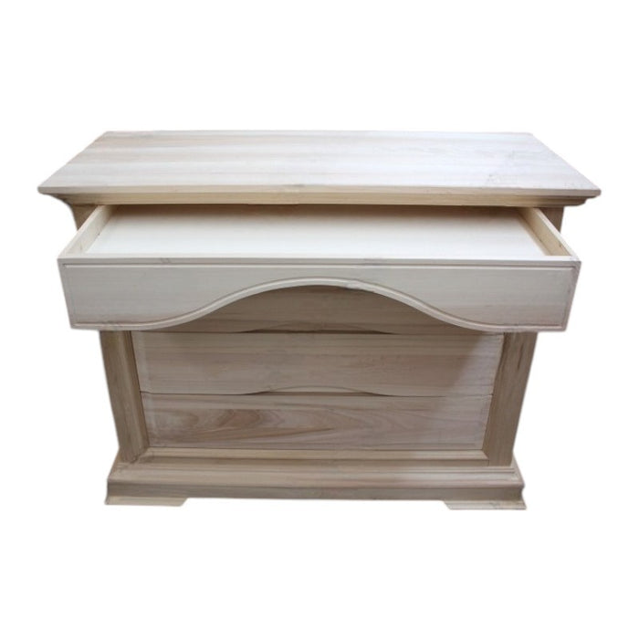 cassettiera classica 4 cassetti legno grezzo 125x52x99 (495) - Mobili 2G