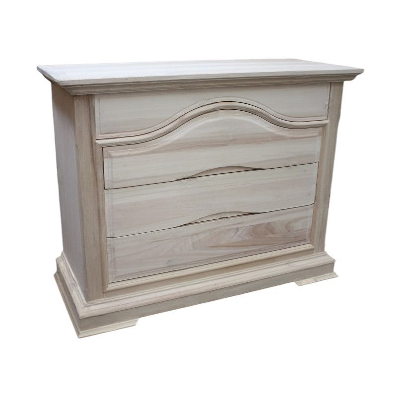 cassettiera classica 4 cassetti legno grezzo 125x52x99 (495) - Mobili 2G