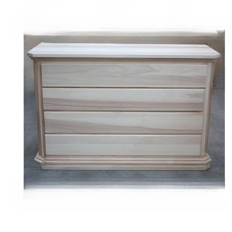 cassettiera classica 4 cassetti legno grezzo 150x57x97 (417) - Mobili 2G