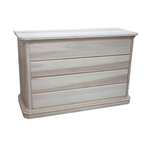 cassettiera classica 4 cassetti legno grezzo 150x57x97 (417) - Mobili 2G