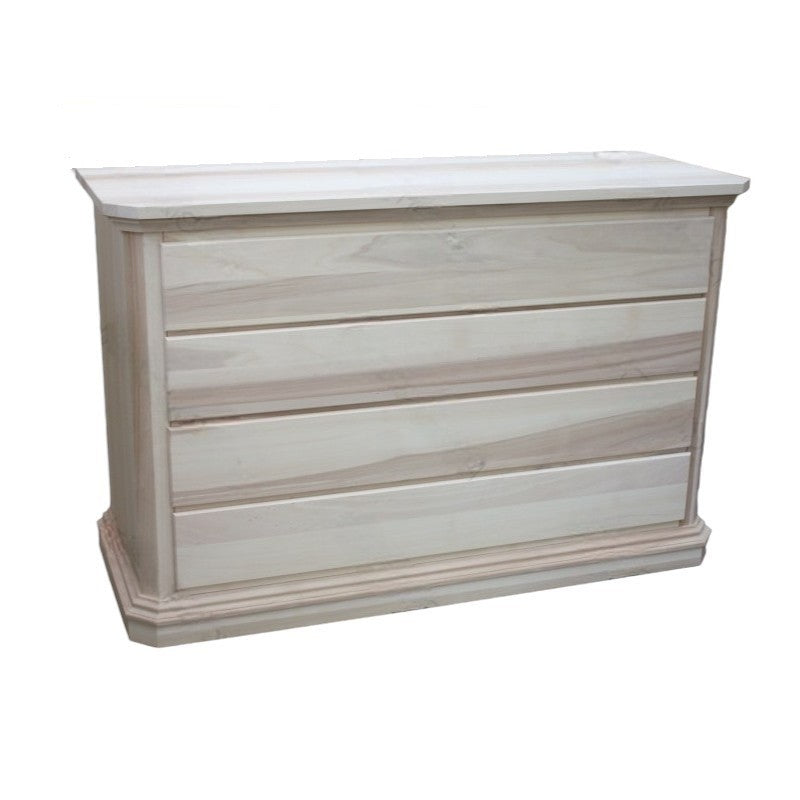 cassettiera classica 4 cassetti legno grezzo 150x57x97 (417) - Mobili 2G