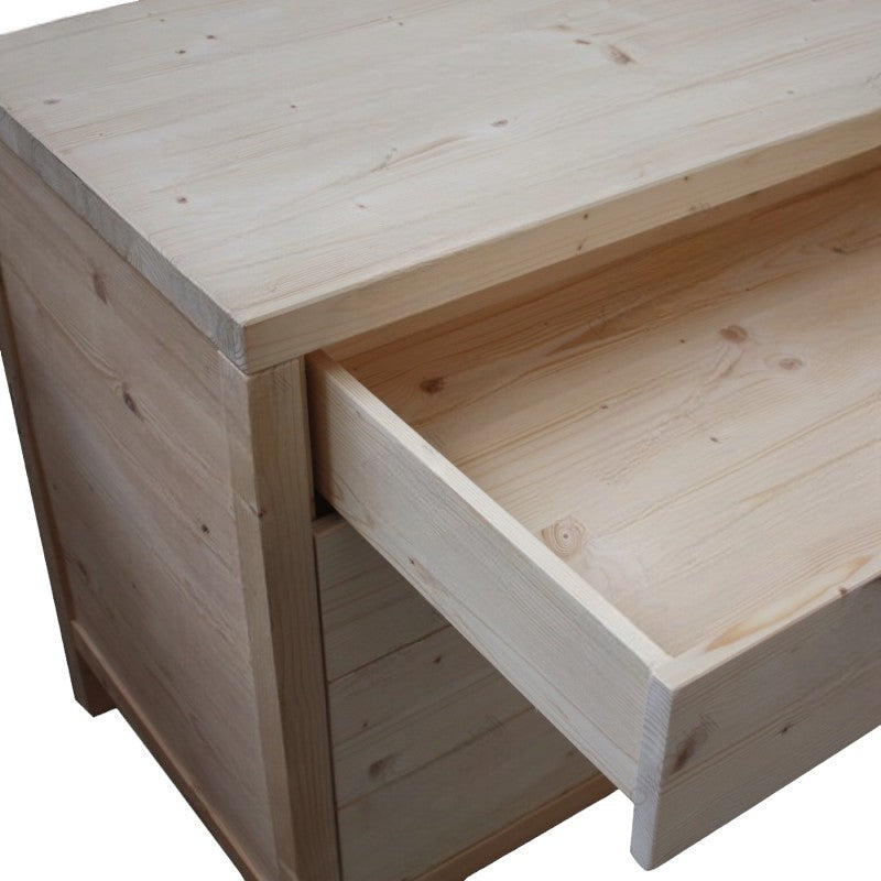  cassettiera classica 4 cassetti legno massello abete grezzo 120x55x80 - Mobili 2G