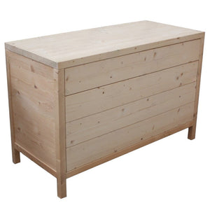  cassettiera classica 4 cassetti legno massello abete grezzo 120x55x80 - Mobili 2G