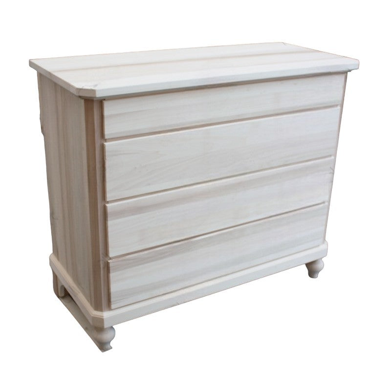 cassettiera classica 4 cassetti legno massello grezzo 119x52x101 (970) - Mobili 2G