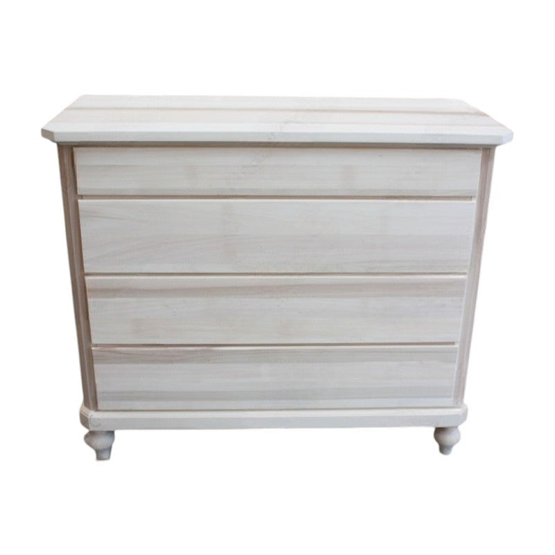 cassettiera classica 4 cassetti legno massello grezzo 119x52x101 (970) - Mobili 2G