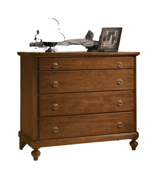 Cassettiera classica 4 cassetti legno massello tinta noce 119x52x101 (970) - Mobili 2G