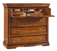 Cassettiera classica 4 cassetti ribalta legno tinta noce 126x55x117 - Mobili 2G