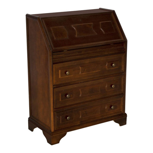 Cassettiera classica 5 cassetti con ribalta legno tinta noce scuro 66x34x88 - Mobili 2G