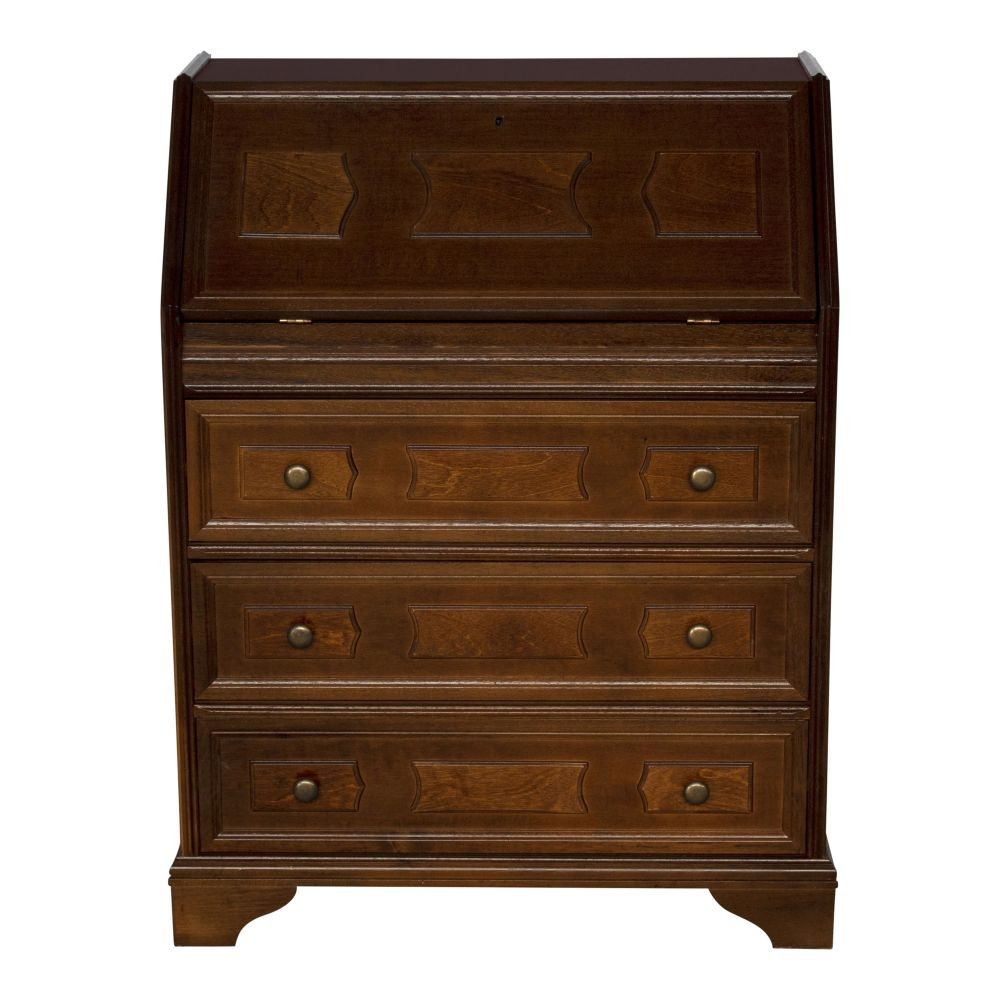 Cassettiera classica 5 cassetti con ribalta legno tinta noce scuro 66x34x88 - Mobili 2G