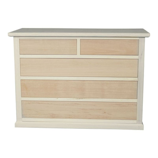 Cassettiera classica 5 cassetti in legno grezzo 120x50x85 - Mobili 2G