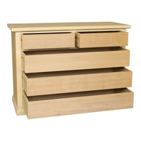 Cassettiera classica 5 cassetti in legno grezzo 120x50x85 - Mobili 2G