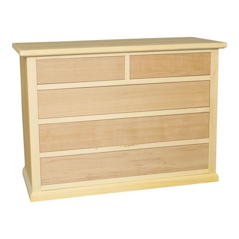 Cassettiera classica 5 cassetti in legno grezzo 120x50x85 - Mobili 2G