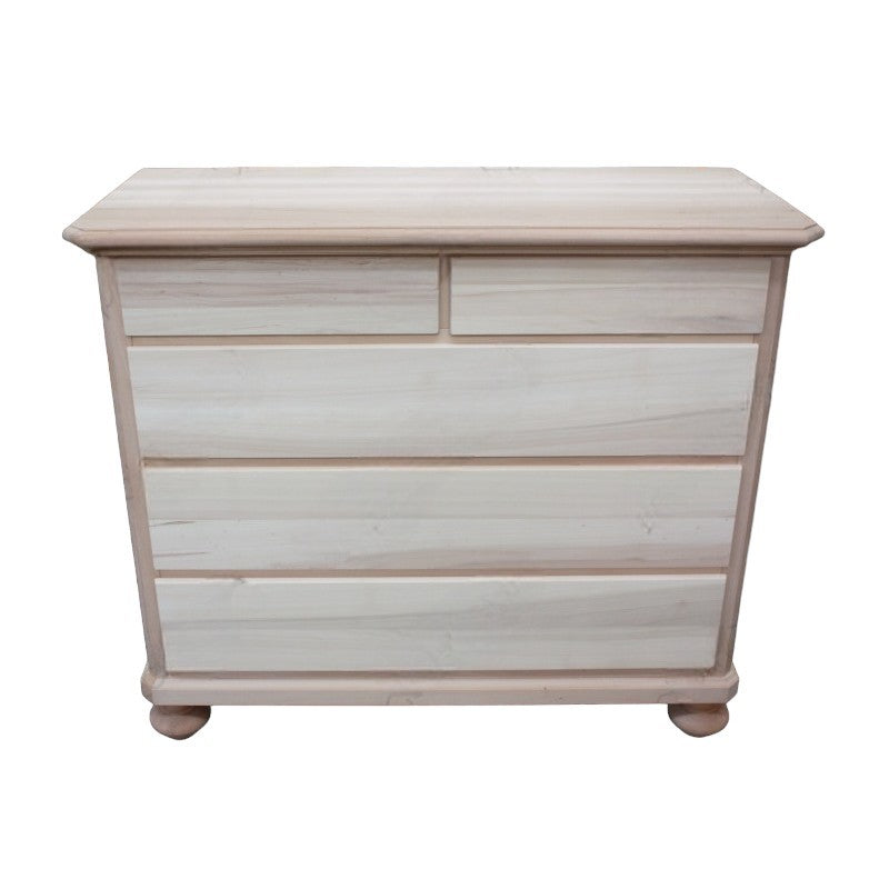 cassettiera classica 5 cassetti legno grezzo 116x51x101 (452) - Mobili 2G