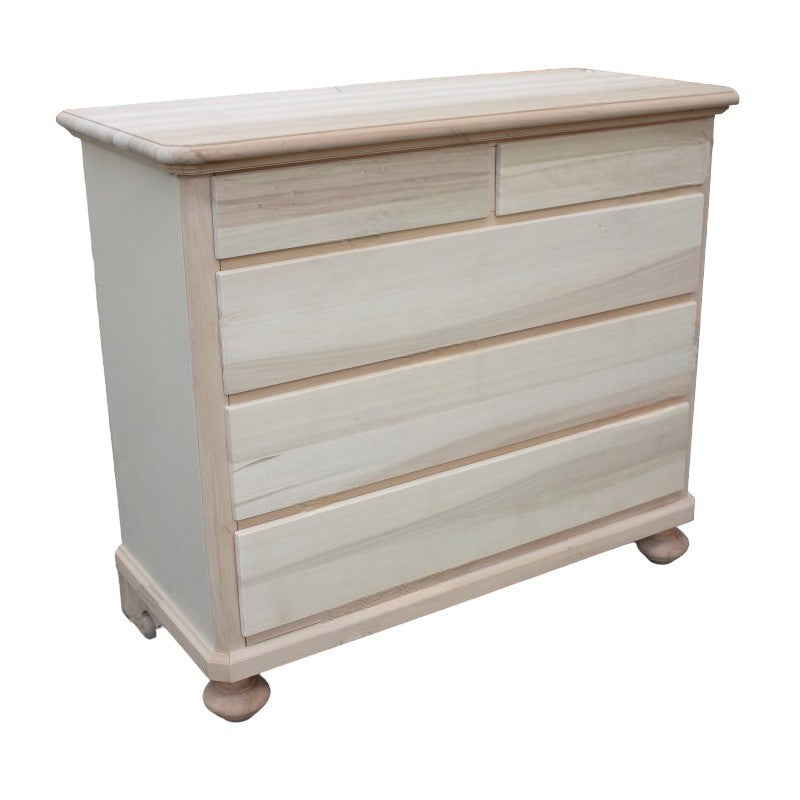 cassettiera classica 5 cassetti legno grezzo 116x51x101 (452) - Mobili 2G