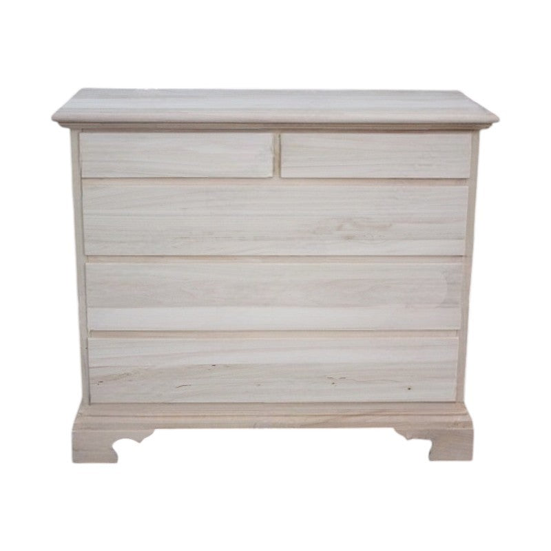 cassettiera classica 5 cassetti legno grezzo 117x51x101 (466) - Mobili 2G