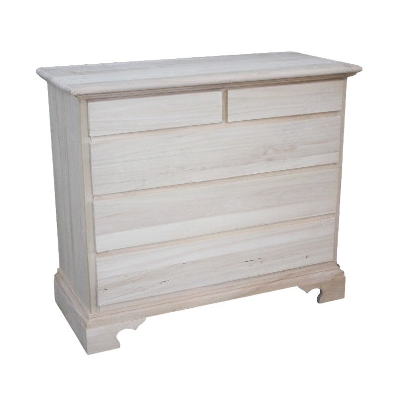 cassettiera classica 5 cassetti legno grezzo 117x51x101 (466) - Mobili 2G