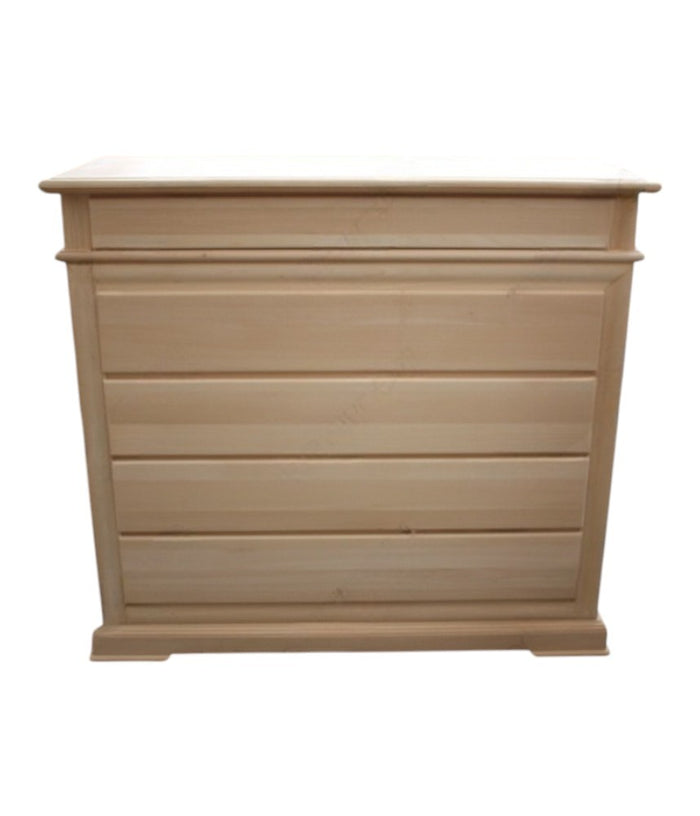 cassettiera classica 5 cassetti legno grezzo 127x52x117 (3000) - Mobili 2G