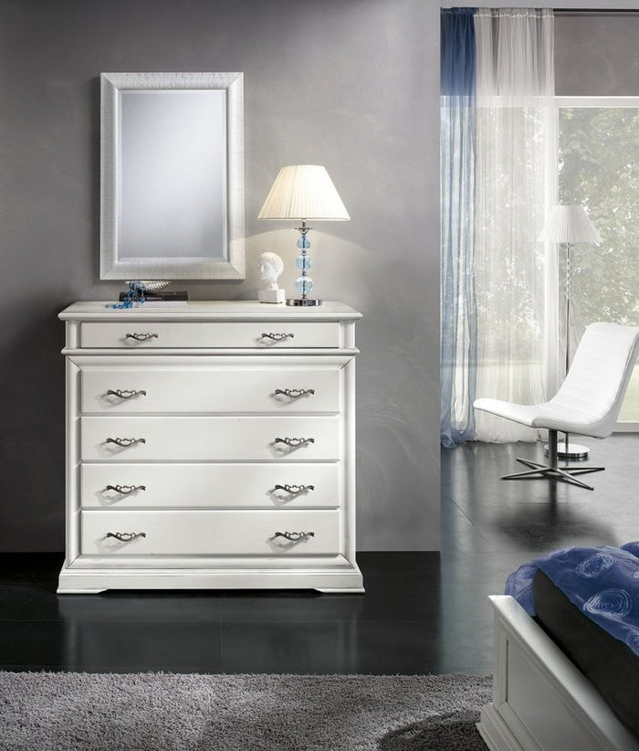 cassettiera classica 5 cassetti legno grezzo 127x52x117 (3000) - Mobili 2G