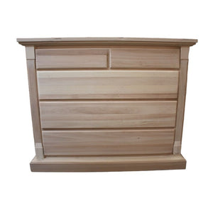 cassettiera classica 5 cassetti legno grezzo 135x55x110 (415) - Mobili 2G