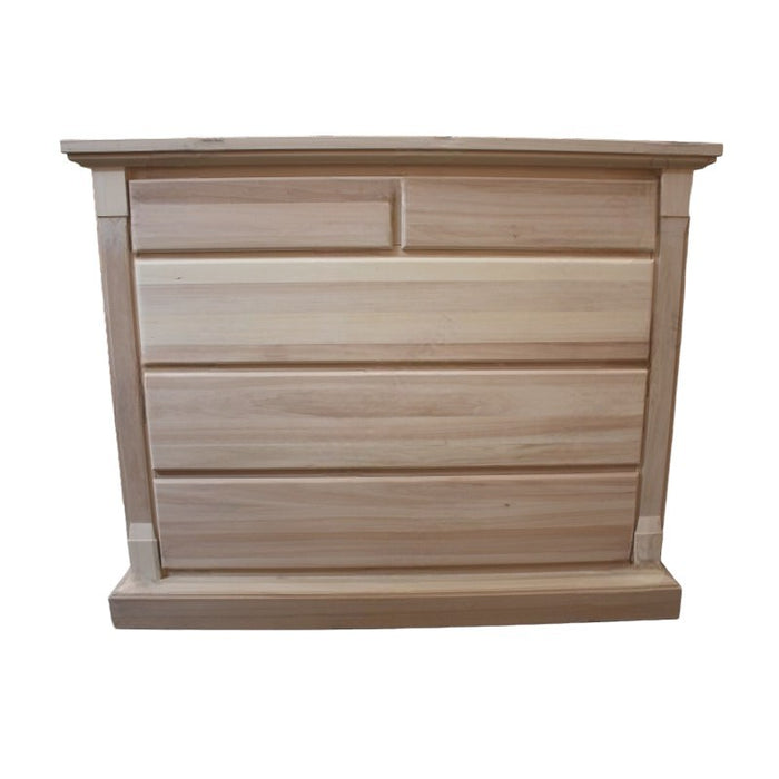 cassettiera classica 5 cassetti legno grezzo 135x55x110 (415) - Mobili 2G