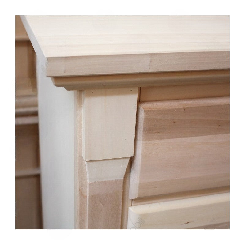 cassettiera classica 5 cassetti legno grezzo 135x55x110 (415) - Mobili 2G