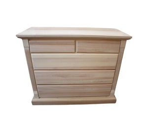 cassettiera classica 5 cassetti legno grezzo 135x55x110 (415) - Mobili 2G