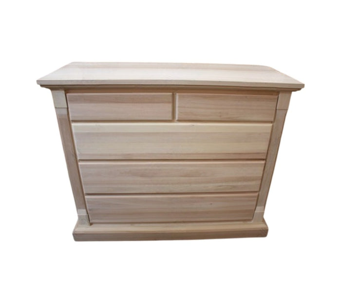 cassettiera classica 5 cassetti legno grezzo 135x55x110 (415) - Mobili 2G