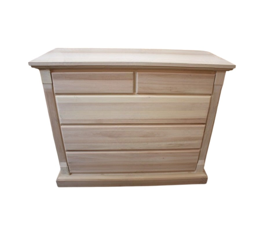 cassettiera classica 5 cassetti legno grezzo 135x55x110 (415) - Mobili 2G