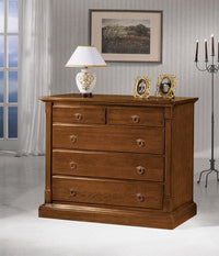 cassettiera classica 5 cassetti legno grezzo 135x55x110 (415) - Mobili 2G