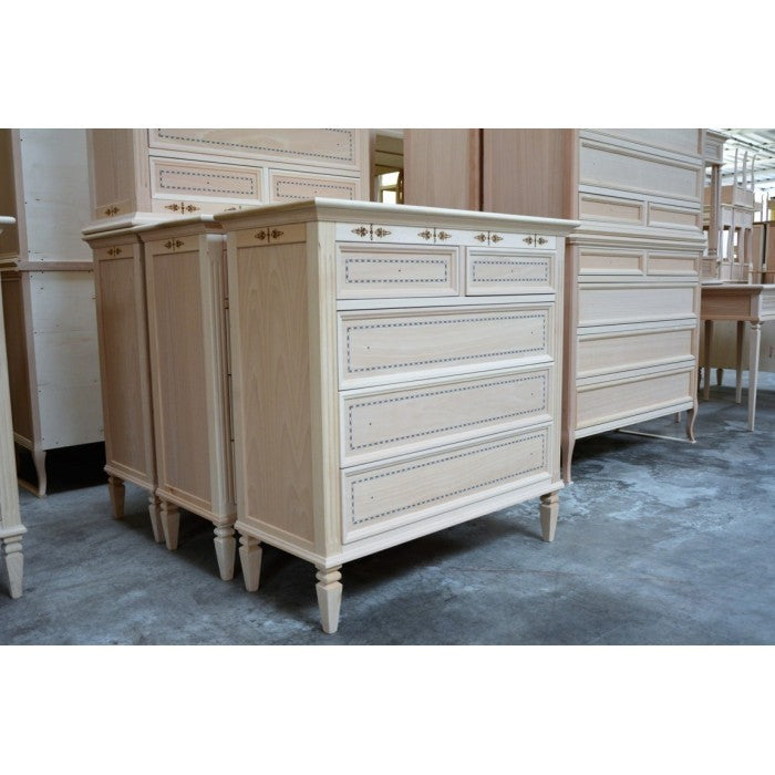 Cassettiera classica 5 cassetti legno grezzo l.100 p.41 h.100 - Mobili 2G