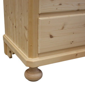  cassettiera classica 5 cassetti legno massello di abete grezzo 118x52x99 - Mobili 2G