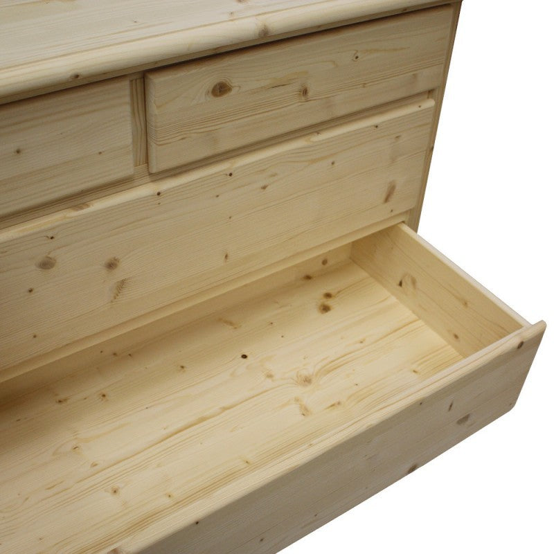  cassettiera classica 5 cassetti legno massello di abete grezzo 118x52x99 - Mobili 2G