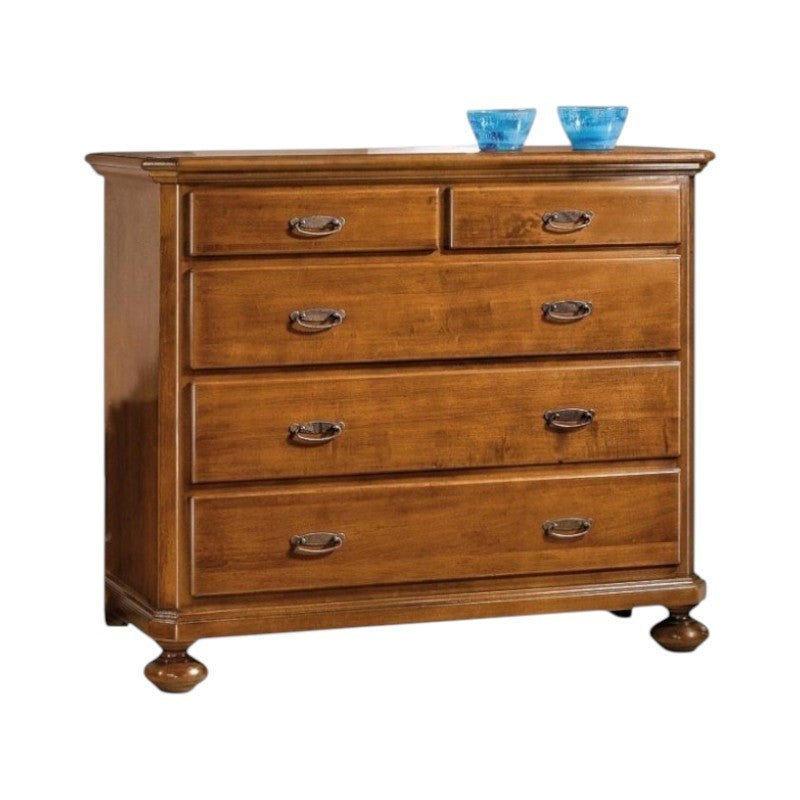 cassettiera classica 5 cassetti legno tinta noce 116x51x101 (452) - Mobili 2G