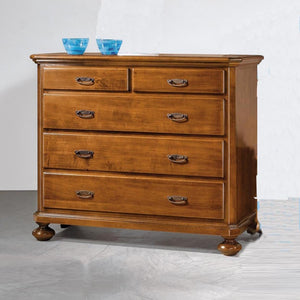 cassettiera classica 5 cassetti legno tinta noce 116x51x101 (452) - Mobili 2G