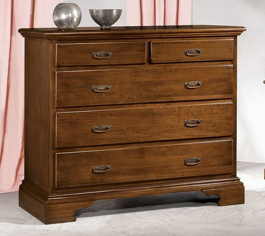 cassettiera classica 5 cassetti legno tinta noce 117x51x101 (466) - Mobili 2G