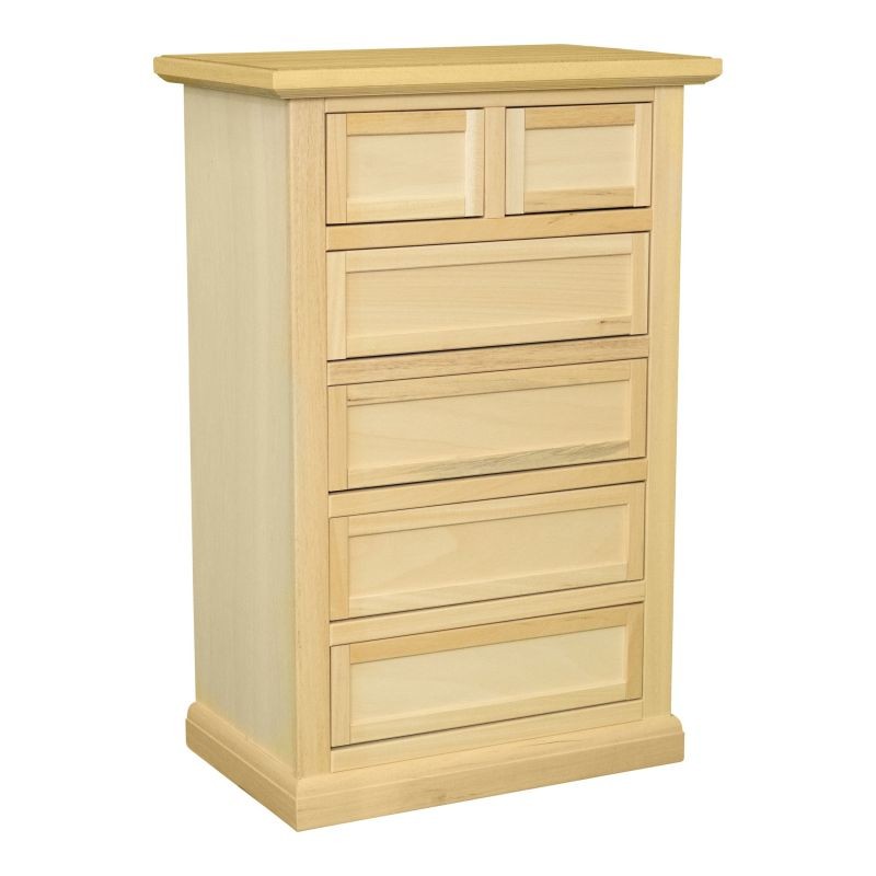 Cassettiera classica 6 cassetti in legno grezzo 63x37x93 - Mobili 2G