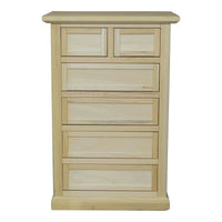 Cassettiera classica 6 cassetti in legno grezzo 63x37x93 - Mobili 2G