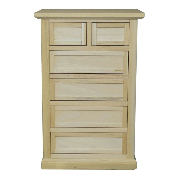 Cassettiera classica 6 cassetti in legno grezzo 63x37x93 - Mobili 2G