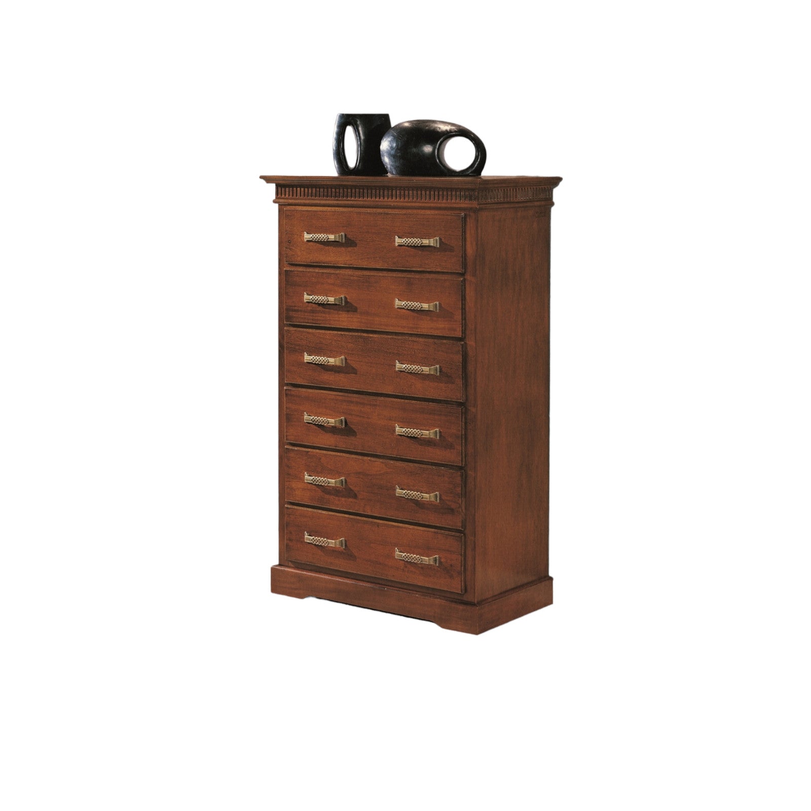 Cassettiera classica 6 cassetti in legno tinta noce l.89 p.45 h.139 - Mobili 2G